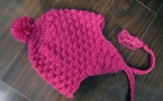 Crochet ქალის ქუდი Crochet მოცულობითი თბილი ქალის ქუდის ნიმუში